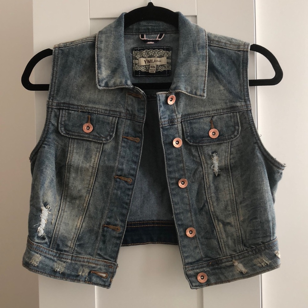 Crop denim vest